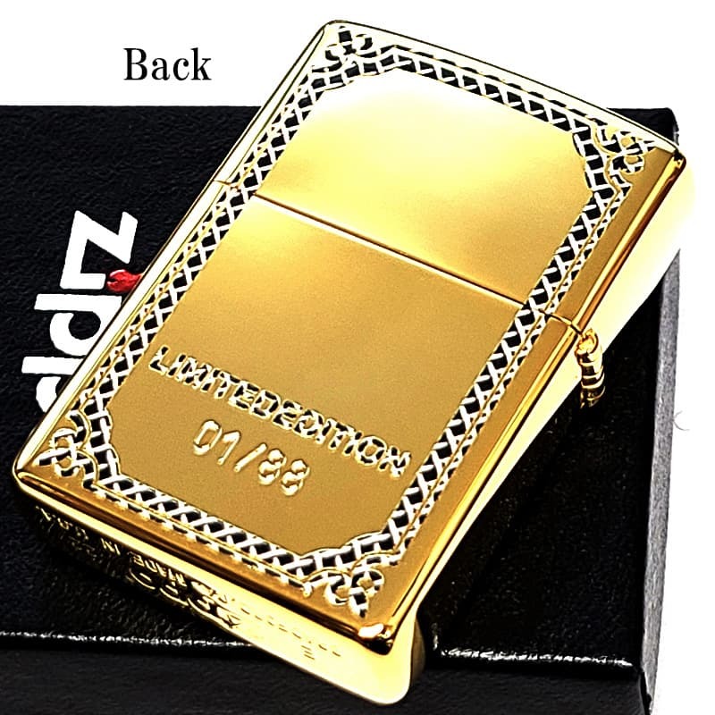 ZIPPO ドラゴン レアナンバー [No.01]  一点物 限定88個 絶版 龍 ジッポ ライター 彫刻 金タンク ブラック ゴールド 廃盤 シリアルナンバー入り 両面加工 竜 八 和柄 かっこいい 御守り メンズ ギフト プレゼント