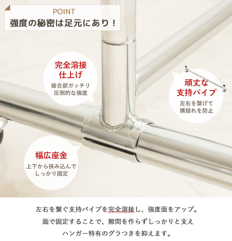 ラック ハンガー キャスター付き 一人暮らし スリム 省スペース 幅120 おしゃれ 伸縮可能 シンプル 頑丈 耐荷重100kg 業務用 壊れない 衣類ハンガー 洋服掛け 衣類収納 コートハンガー 大容量 コンパクト 組立簡単 シングル 新生活