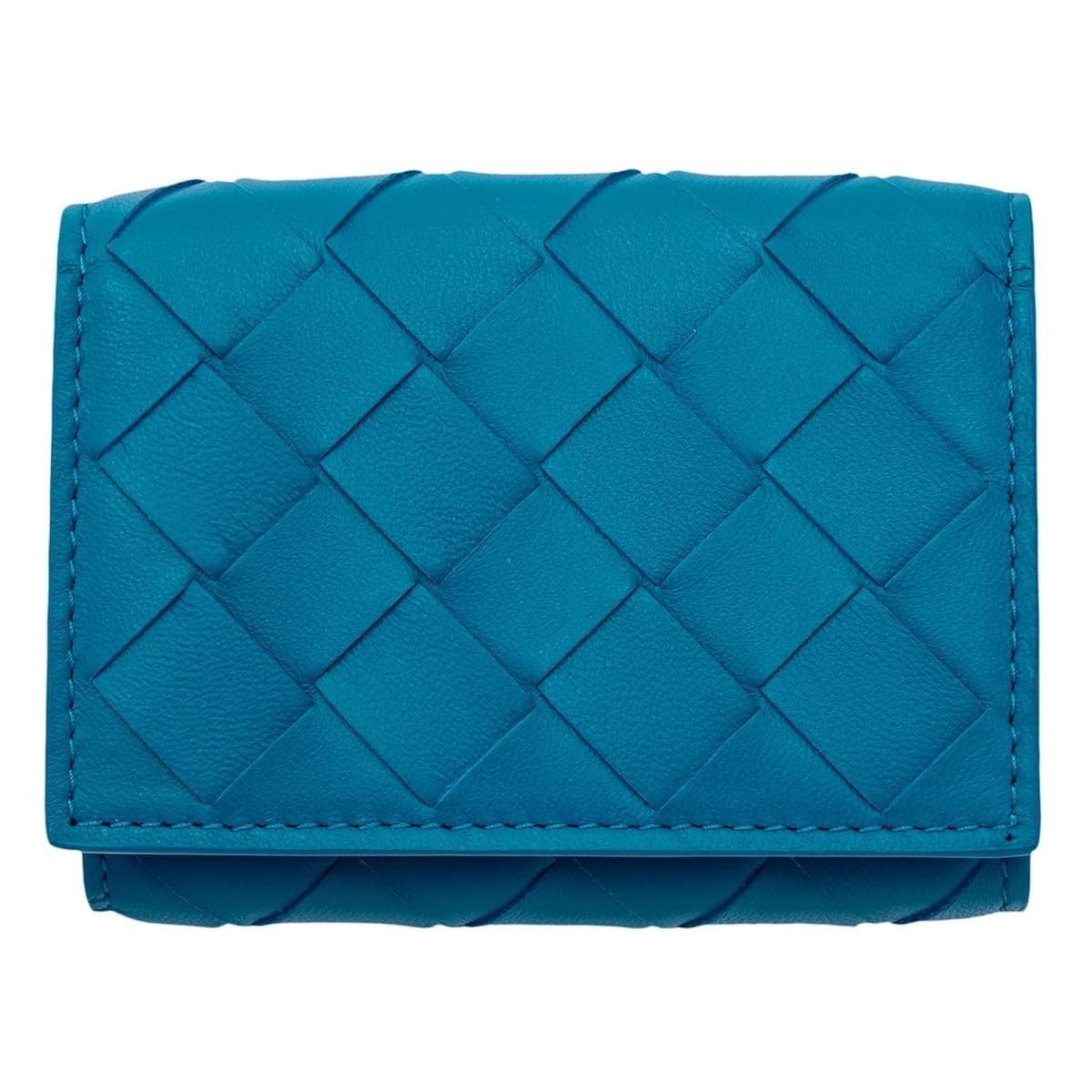 ボッテガヴェネタ BOTTEGA VENETA 三つ折り財布 イントレチャート ブループリント ブルー 青 メンズ レディース ミニ財布 小銭入れ付き カード入れ6つ 本革 レザー ゴールド金具 609285 VCPP2 4403
