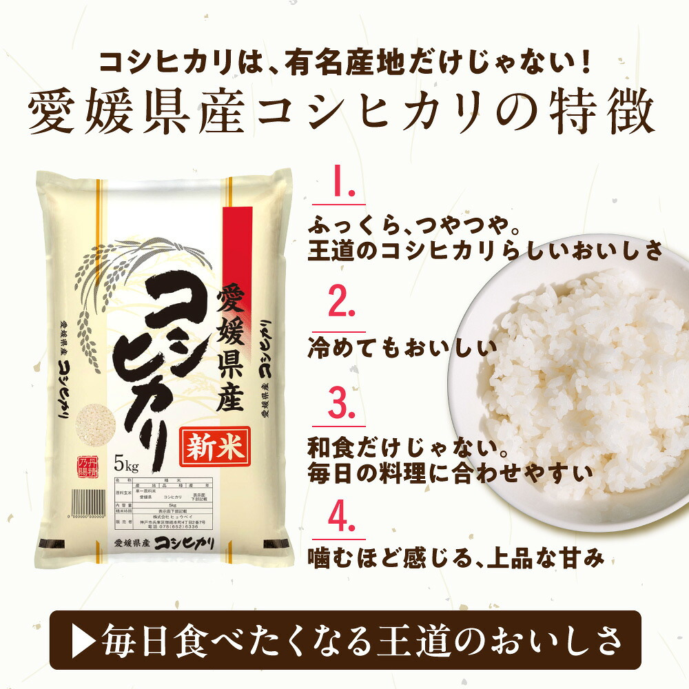 令和8年産 新米 愛媛県産 コシヒカリ【内容量が選べる5kg～30kg】雑穀米本舗 愛媛県 選べる 白米 単一原料米 送料無料 精米工場からの直送品