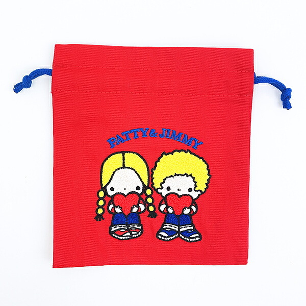 サンリオ パティ＆ジミー サガラ刺繍巾着 レトロ サンリオキャラクターズ5 Sanrio