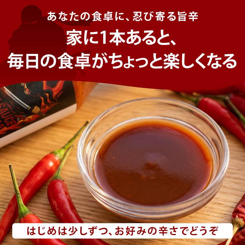 前田家 ホットソース 国内製造 ブラッディーソースニンジャ 148ml 3本/5本 旨辛 辛味調味料 チリソース 万能調味料 味変 ラーメン 餃子 ピザ パスタ いちじく にんにく 送料無料 MAEDAYA