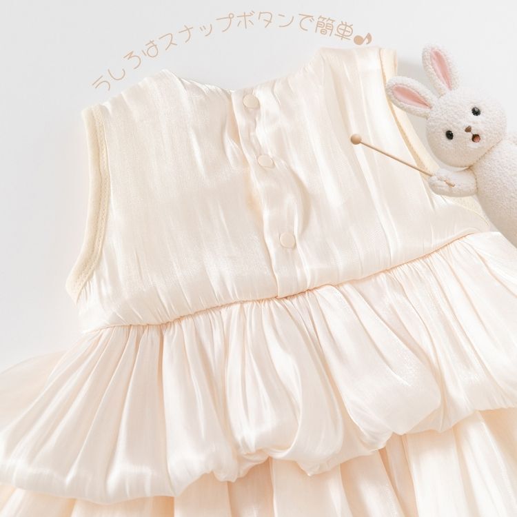 ベビードレス 女の子 0歳～18ヶ月 ワンピース ロンパース 一体型 セレモニードレス フォーマル バルーンシルエット ホイップクリーム 結婚式 お宮参り 誕生日 撮影衣装 バルーンスカート リボン かわいい 赤ちゃん 新生児 出産祝い
