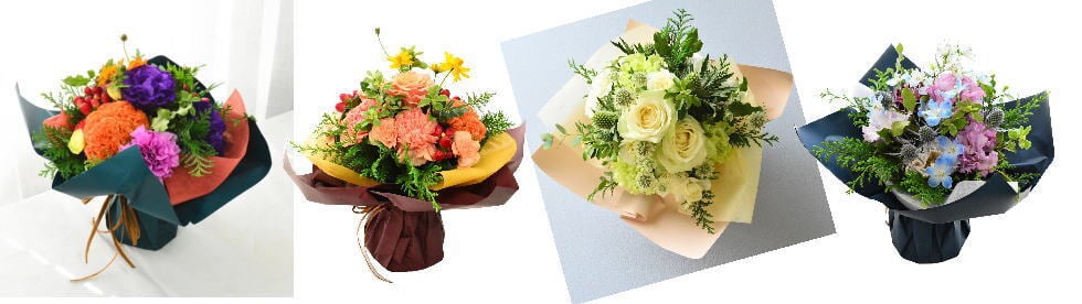 【送料無料】ラッピングのまま飾れるブーケ　スタンディングブーケ 敬老の日　ひまわり　即日発送　生花 花束 誕生日に 色を選んで 花はおまかせ花束（ブーケ）ラッピングのまま飾れる ラウンドタイプ 生花 花束 ブーケ プレゼント 父の日 誕生日 結婚祝い 記念日 お見舞 送別 新築祝い 母の日 敬老の日 ウエディング テーブル装花 御祝 出産 ホワイトデー お供え お中元 お歳暮