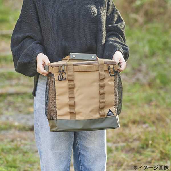 パーテーションバッグ L ベージュ 収納ボックス 仕切り付き 保冷バッグ トランクケース整理 アウトドア キャンプ 車載用 持ち運び ショルダーハーネス付き 折りたたみ セトクラフト