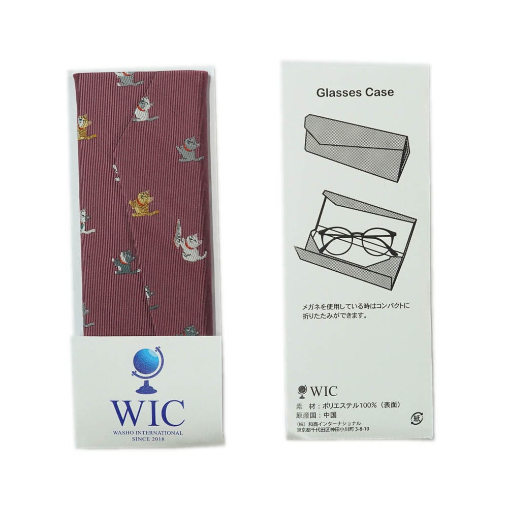 WIC DESIGN／ メガネケース（猫柄)  折り畳み式 眼鏡ケース スリム クリスマス バレンタインプレゼント ギフト　ブランド  キャラクター WICPP503984VG