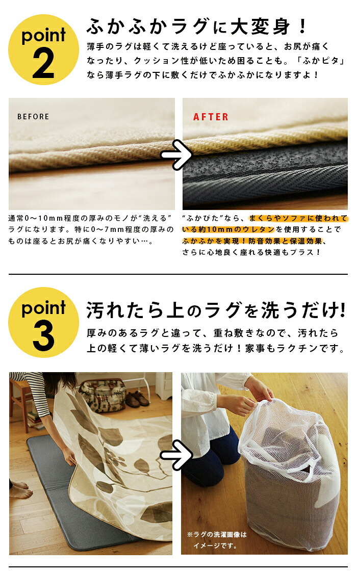 ラグ 下敷きラグ 厚手 防音 2畳 約170×170cm シンプル ラグマット カーペット ラグカーペット おしゃれ 床暖房対応 春 夏 秋 冬 オールシーズン ウレタン リビング マット ダイニング ラグ 床 ホットカーペット対応 極厚 保温 グレー
