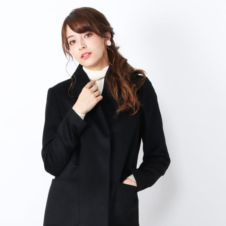 カシミヤコート レディース 100％ ロング コート Vネック ノーカラー 冠婚葬祭 フォーマル Filomo 秋 冬 着丈95cm 卒業式 入学式 母 ライトグレー/ブラック 9号/11号/13号 アウター 裏地付き ギフト プレゼント 6F (02000204r)