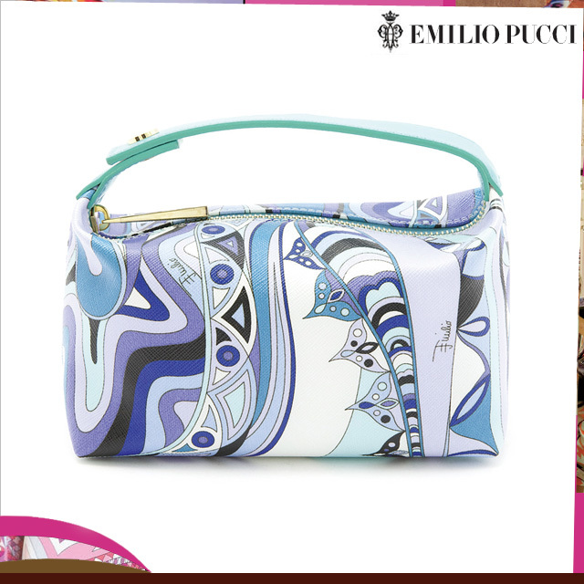 EMILIO PUCCI 41SF45 054 ブルー系 コスメティックポーチ エミリオ 