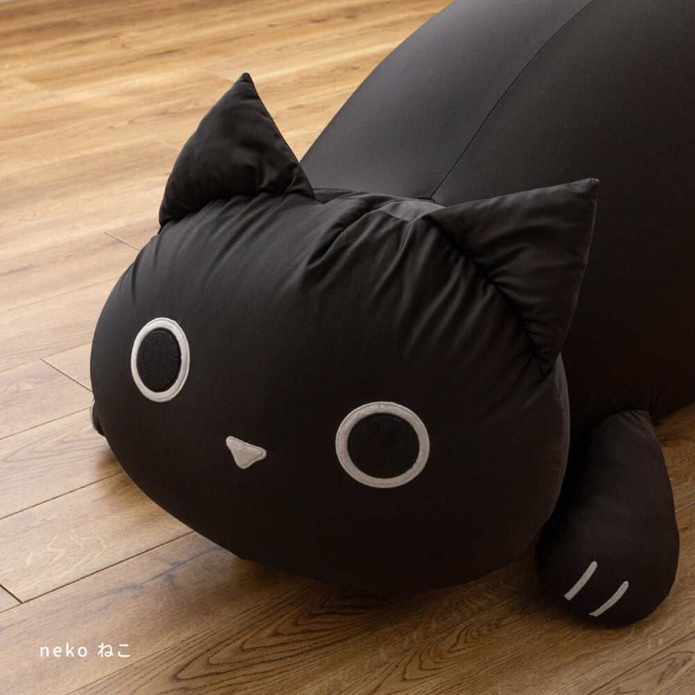 ペット家具 ペット用品 ビーズクッション アニマルクッション 約130×60×50cm 特大 巨大 大きい 大きめ くま クマ ねこ ネコ 黒猫 動物