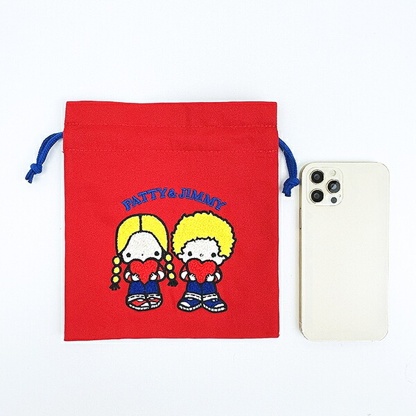 サンリオ パティ＆ジミー サガラ刺繍巾着 レトロ サンリオキャラクターズ5 Sanrio