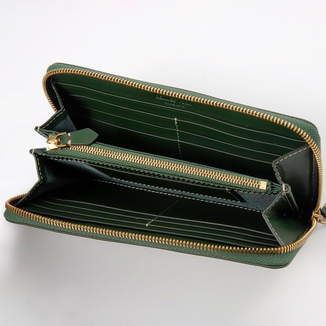 ベリーズヨーク　BELLIES YORK　ラウンドファスナー長財布　BYTM1878GR　グリーン　ベジタブルタンニン　イタリアンレザー　牛革　”エイジングを楽しむ革小物”