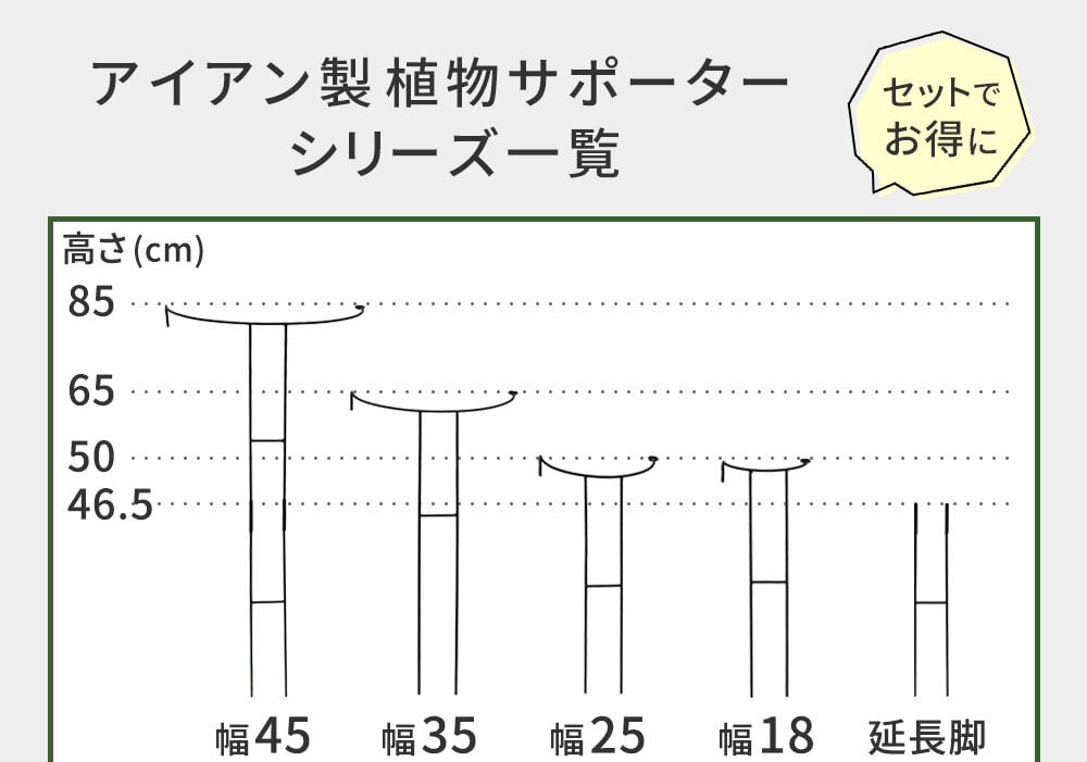 アイアン製植物サポーター 幅45 8本セット IF-N0047-8P奥行23 高さ85 ハーフリング 倒れ防止 広がり抑制 スチール 鉄製 支柱 園芸 植物サポート フラワーサポート 菜園 花壇