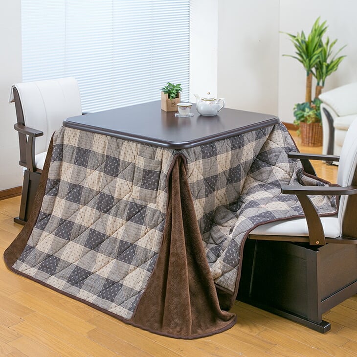 ダイニングこたつセット イス2脚付き 正方形 [こたつ本体+布団+イス2脚] 80cm×80cm ダイニングこたつ テーブル ダイニングチェア 2脚 リバーシブル布団付きこたつセット　送料無料