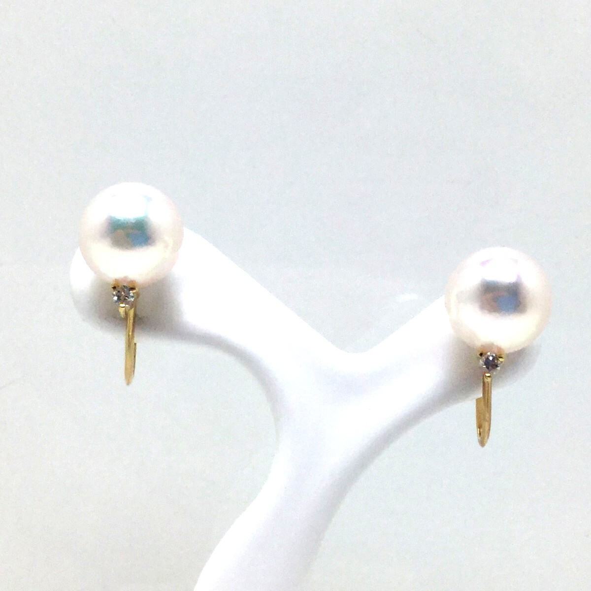 真珠 イヤリング パール アコヤ真珠 8.3mm ホワイトピンク K18 
