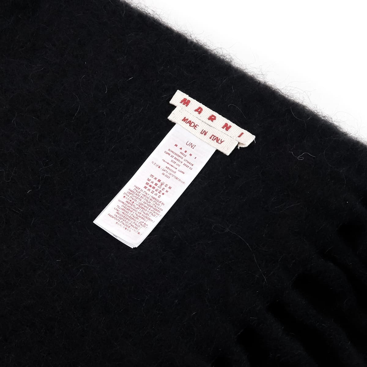 マルニ MARNI マフラー レディース SCMC0059Y0 UTW918 00N99 BLACK ブラック アルパカ 大判 ストール スカーフ フリンジ ロゴ ロゴラベル 防寒 秋冬 ブランド プレゼント ギフト