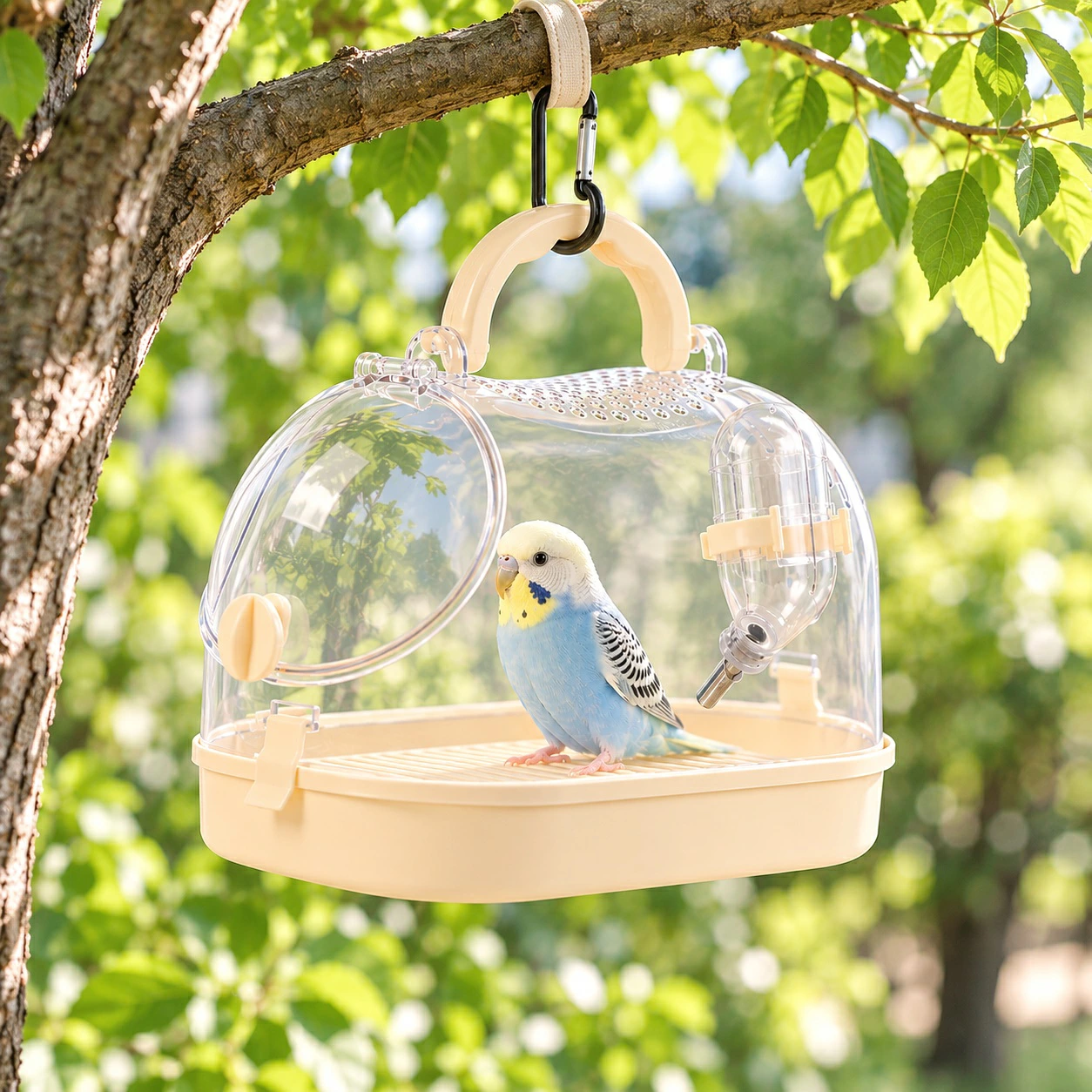 鳥用キャリーケース 小鳥用キャリー インコ 鳥かご バードキャリー お出かけ 通院 移動用 ケージ 給水ボトル付き 通気性 透明 持ち運び 小型鳥 オウム ペットキャリー