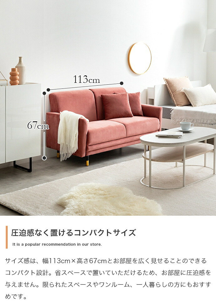 ソファ 座椅子 2人掛け コンパクト ー ベロア フロア ロー 二人用 2P 小さい 小さめ 省スペース クッション付き ひとり暮らし 一人暮らし 高級感 高見え 上質 幅113 1K ワンルーム リビング 組み立て簡単