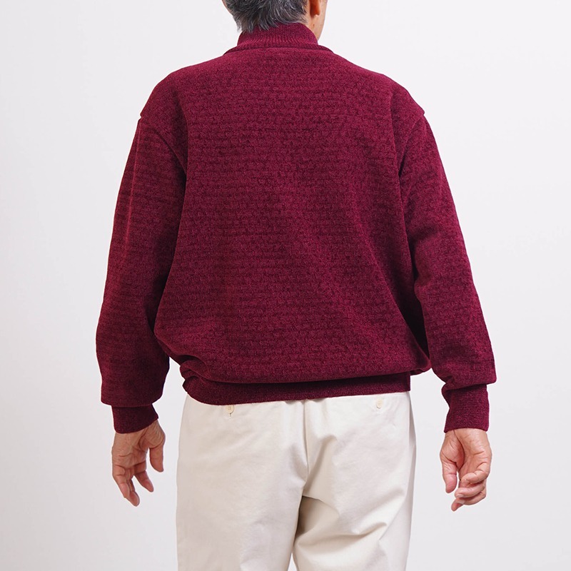 シニアファッション メンズ 80代 70代 60代 90代 秋冬 あったか ウォッシャブル モールニット 裏起毛 ハーフジップ セーター おじいちゃん 服 誕生日 プレゼント 紳士服 男性 祖父 お年寄り 老人 高齢者 ギフト（cdk-mt1-664725）