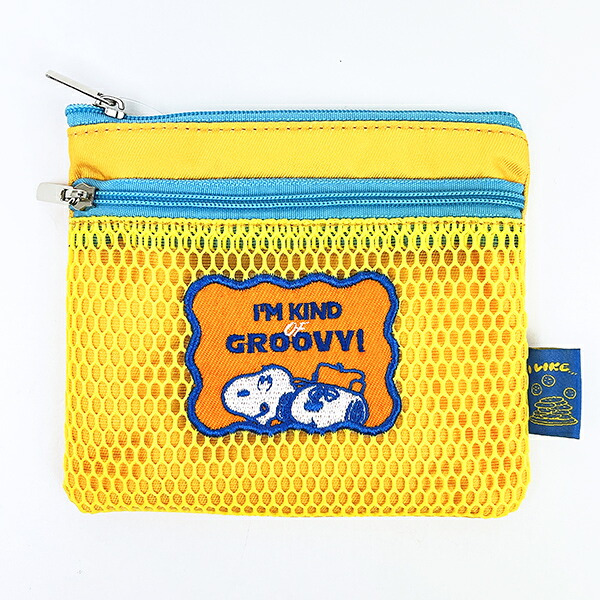 スヌーピー 2ジッパーメッシュポーチ オレンジ  I LIKEシリーズ SNOOPY