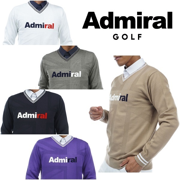 アドミラル ゴルフ メンズ UJジャカード　Vネックセーター ADMIRAL GOLF ADMA369 秋冬モデル お誕生日祝い お祝い 記念品 お父さん 父の日 彼氏 男性 30代 40代 50代 60代  還暦祝い 敬老の日 人気プレゼント プレゼント