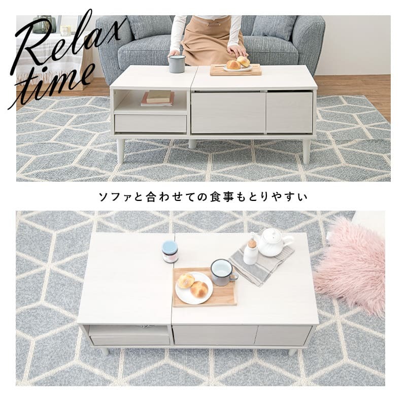 センターテーブル コスメテーブル ドレッサー ミラー付き 収納 ロータイプ 幅95cm ローテーブル 2WAY おしゃれ 姫系 かわいい コンパクト ミニドレッサー 一面鏡 鏡台 化粧台 フェミニン 女の子 机 ブラウン ホワイト 白 リビングテーブル