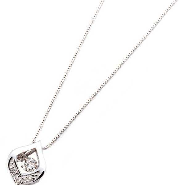 ダイヤモンド ネックレス 一粒 K18 ホワイトゴールド 0.1ct ダンシングストーン 雫 ドロップ ペンダント 揺れるダイヤ レディース アクセサリー ギフト