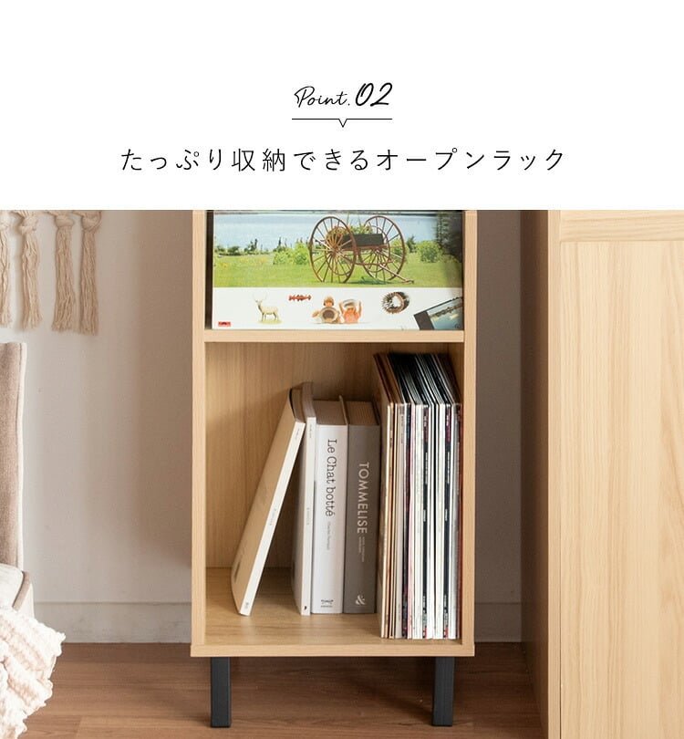 収納家具 ラック レコード ディスプレイ 本棚 おしゃれ ビンテージ モダン Calmato ヴィンテージ マガジン 斜めカットデザイン 木目柄 ブラウン 幅35.5 高さ100 ガラス板 LP 雑誌 絵本 写真集 収納棚
