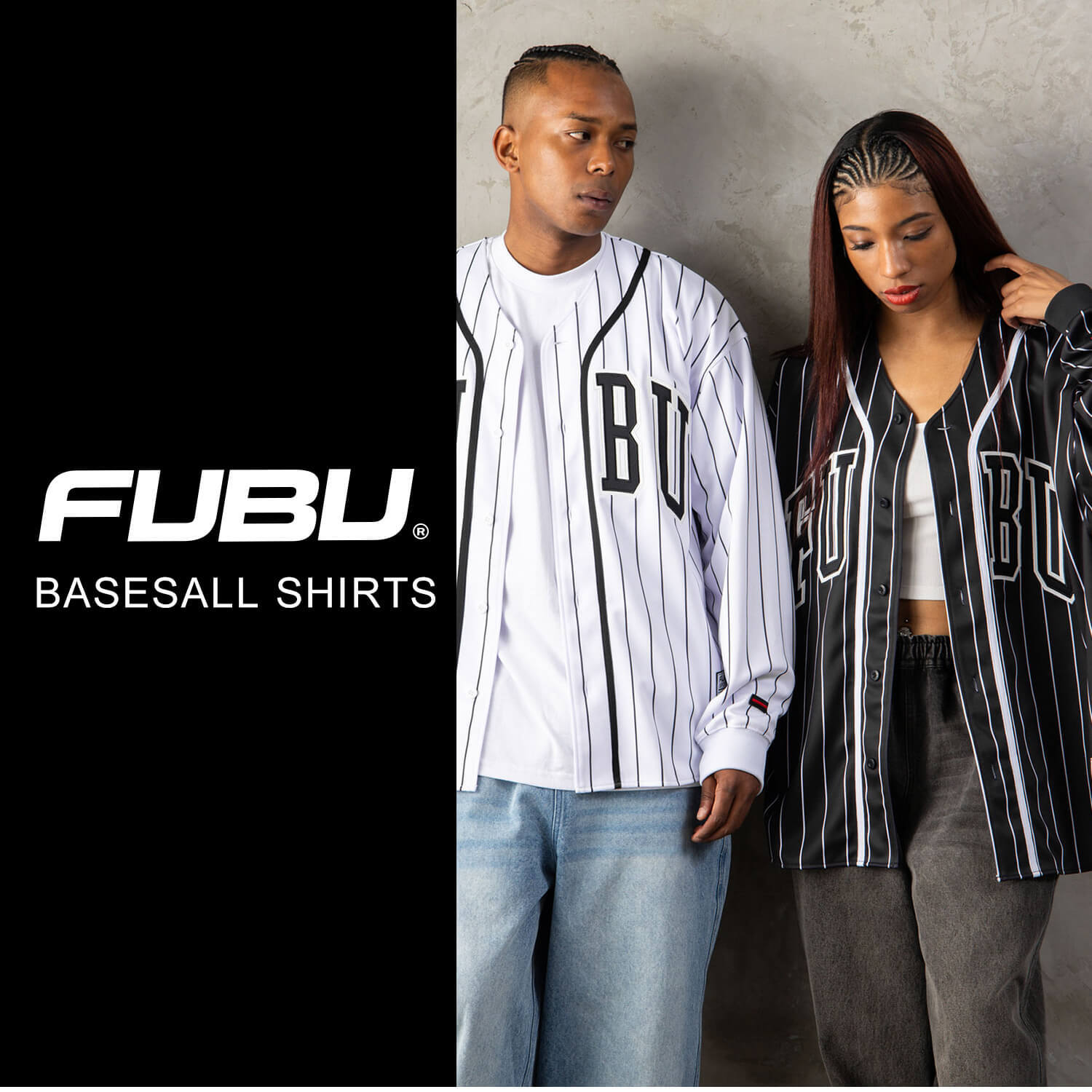 FUBU フブ ベースボールシャツ メンズ レディース fam-62714 長袖 ストライプ ユニフォーム ゲームシャツ アップリケ 刺繍 ロゴ オーバーサイズ ストリート ヒップホップ ダンス カジュアル トップス M L XL XXL 2026FW Karlas