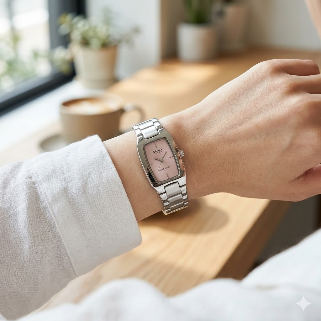 箱なし カシオ 腕時計 レディース ピンク シルバー アナログ スクエア 小さめ 軽量 メタル シンプル クラシック CASIO 海外モデル 逆輸入 女性 プレゼント ギフト 成人 卒業 入学