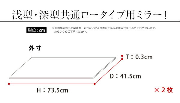 収納家具 ラック コレクション -Luke-ルーク 専用ミラー2枚セット ロータイプ用/深型・浅型共通