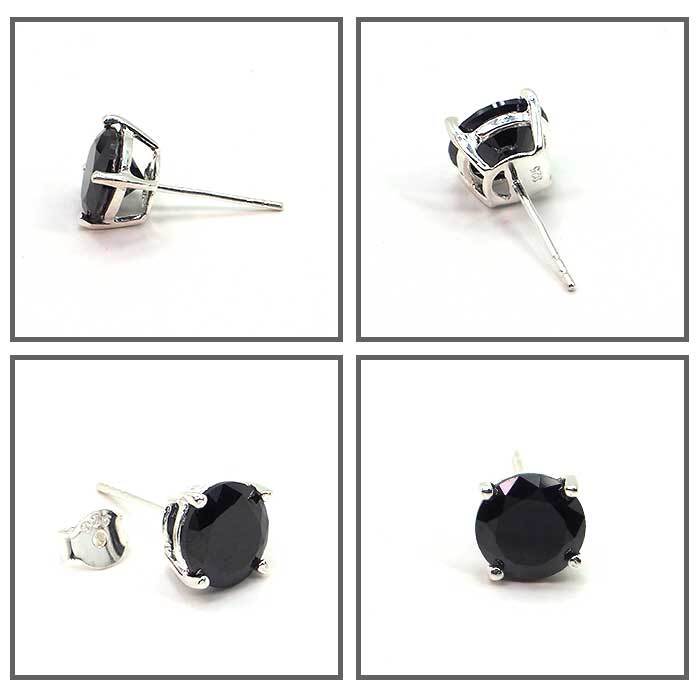 シルバーピアス メンズ キュービックジルコニア[ブラック 黒8mm 10mm 片耳用 片方 シングル CZ シルバー925 男性 レディース プレゼント 人気 おしゃれ かっこいい【全品1個ずつバラ売り】 プレゼント