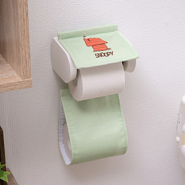スヌーピー ペーパーホルダーカバー ドッグハウス グリーン トイレ用品 SNOOPY