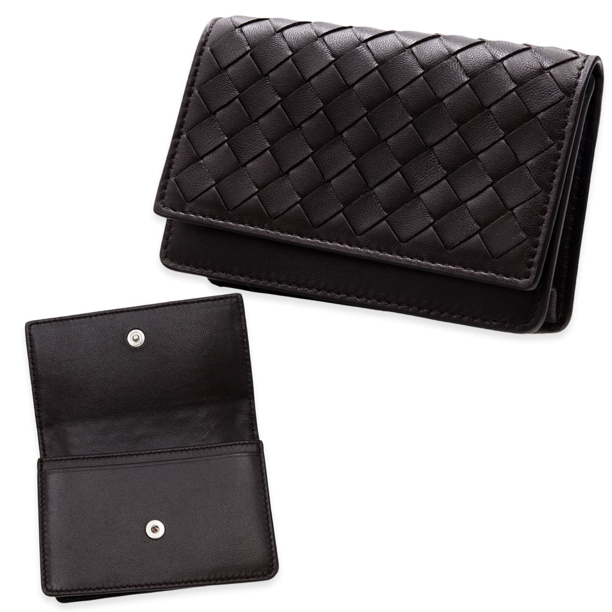 ボッテガヴェネタ 名刺入れ メンズ レディース イントレチャート カードケース BOTTEGA VENETA ダークブラウン フォンダン 本革 ラムレザー ビジネス 名刺ケース カードホルダー 133945 V3UN1 2145