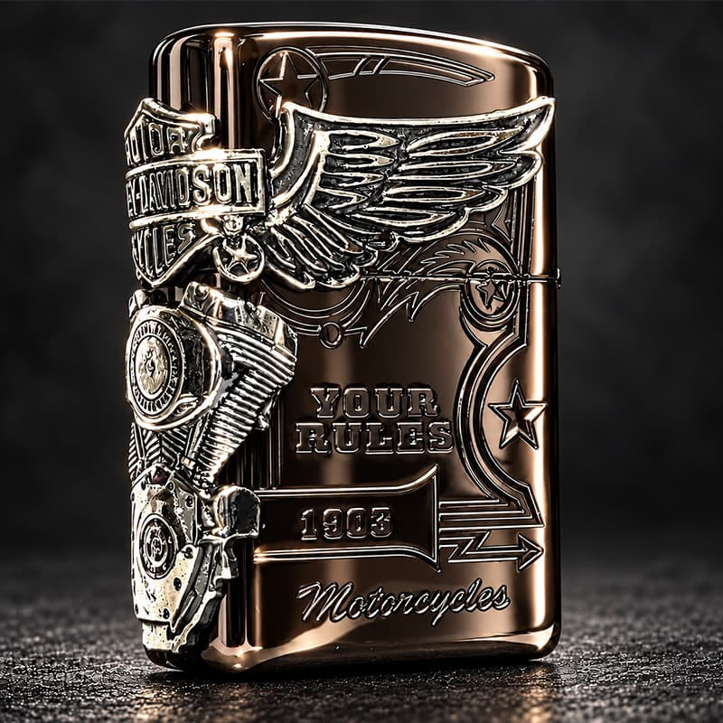 ZIPPO ライター ハーレー ダビッドソン ジッポ チョコブラウン チタン加工 3面大型メタル イーグル HARLEY-DAVIDSON 日本国内限定モデル かっこいい ギフト