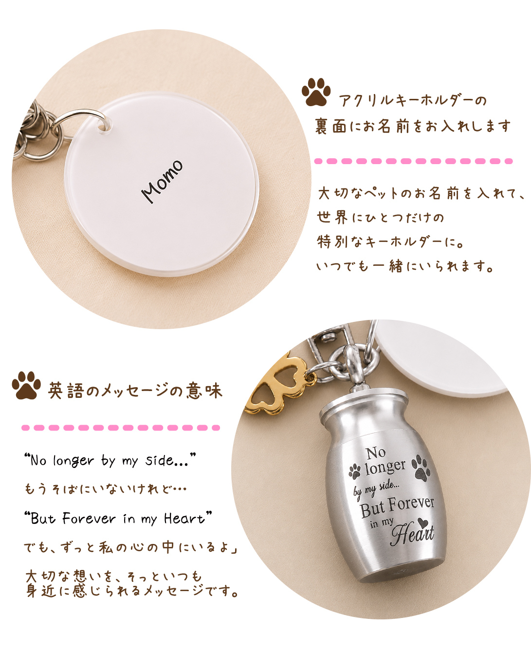 遺骨カプセル ペット メモリアルキーホルダー写真入り｜犬 猫 うちの子グッズ【送料無料】