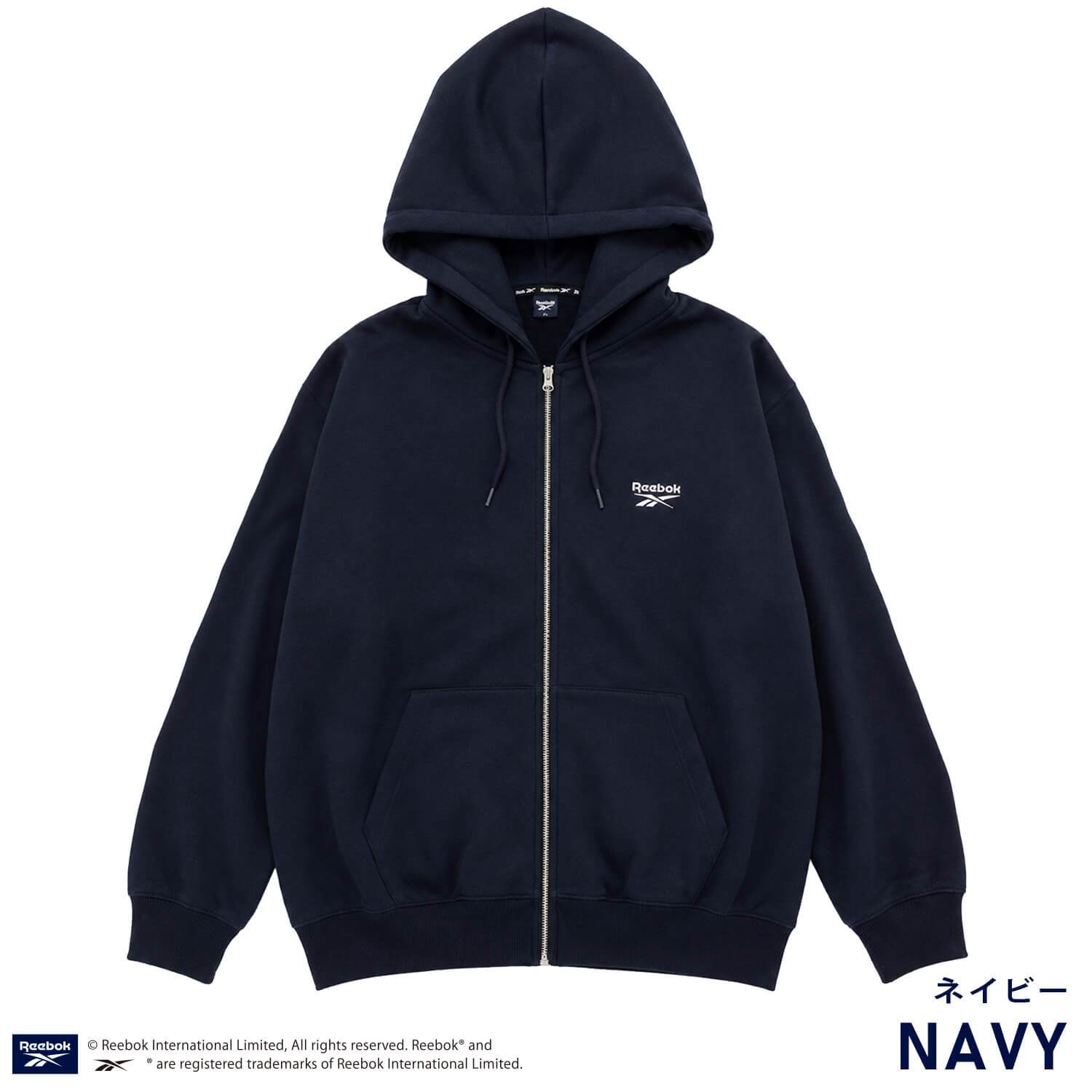 Reebok リーボック ジップパーカー メンズ レディース rm-6105 スウェットパーカー フルジップ 長袖 フーディー 裏起毛 暖かい ロゴ 刺繍 ビッグシルエット オーバーサイズ 羽織り スポーティ カジュアル M L LL 2026FW Karlas 別注