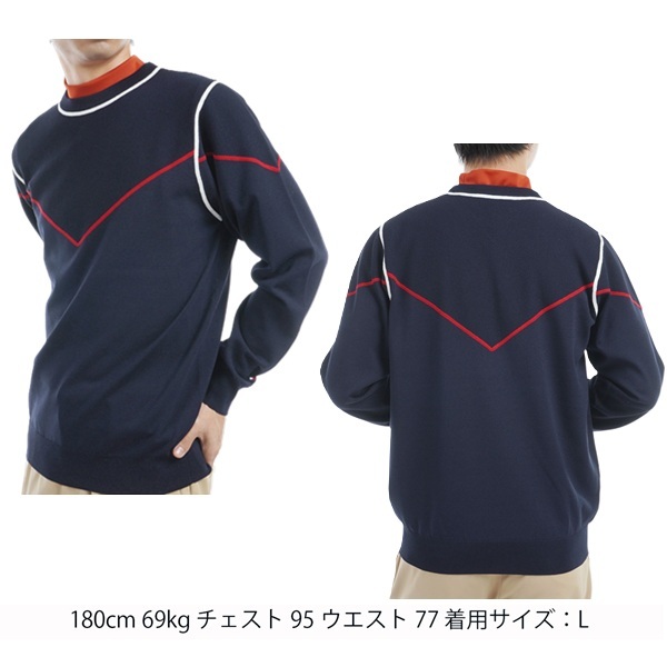 トミーヒルフィガー ゴルフ メンズ トリコロールライン クルーネックセーター TOMMY HILFIGER GOLF THMA458 秋冬モデル お誕生日祝い お祝い 記念品 お父さん 父の日 彼氏 男性 30代 40代 50代 60代  還暦祝い 敬老の日 人気プレゼント プレゼント