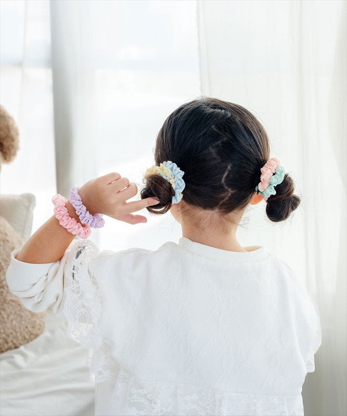 ヘアアクセサリー 通販 ミニシュシュ Rora パステルカラー 髪飾りヘアアクセ ヘアゴムセット キッズ女の子 子供子ども 姉妹お揃い プチギフト 卒園式入学式 フォーマル カジュアル ヘアアレンジ ブレスレット ツインテール