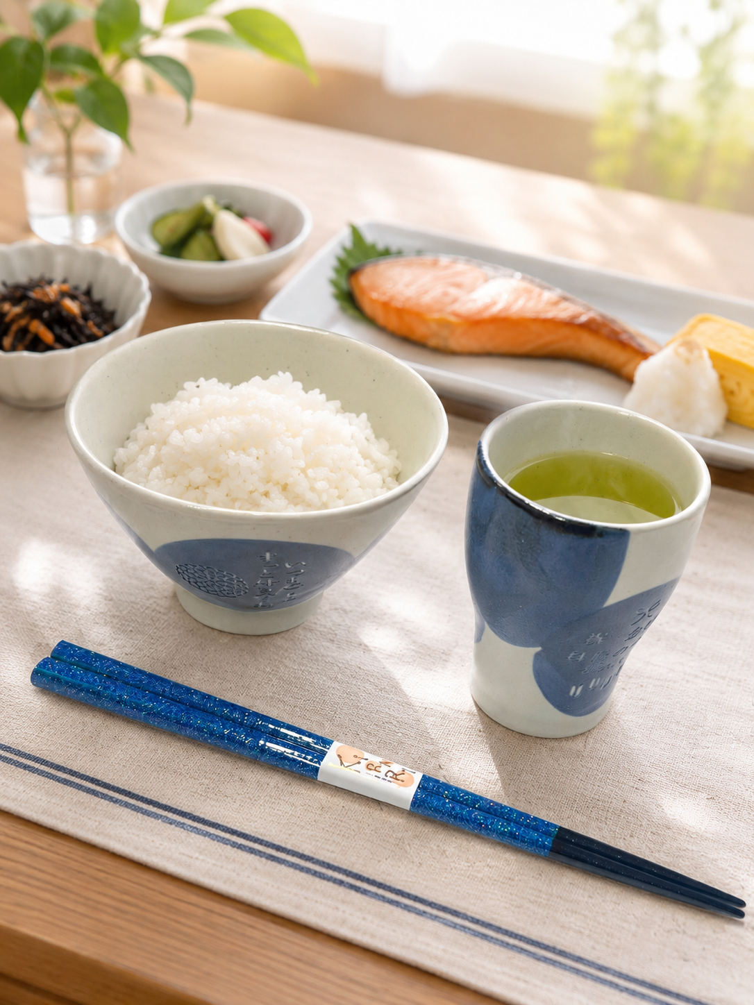 名入れ ギフト SXX 波佐見焼 食器セット 円 MADOKA 茶碗　湯呑 と おまかせ箸 赤 青 3点　お一人様セット　木箱入り