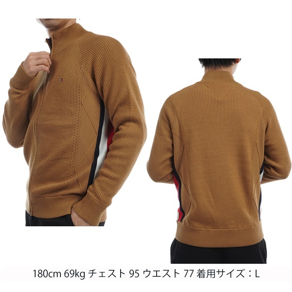 トミーヒルフィガー ゴルフ メンズ ケーブル フルジップ セーター TOMMY HILFIGER GOLF THMA479 秋冬モデル お誕生日祝い お祝い 記念品 お父さん 父の日 彼氏 男性 30代 40代 50代 60代  還暦祝い 敬老の日 人気プレゼント プレゼント
