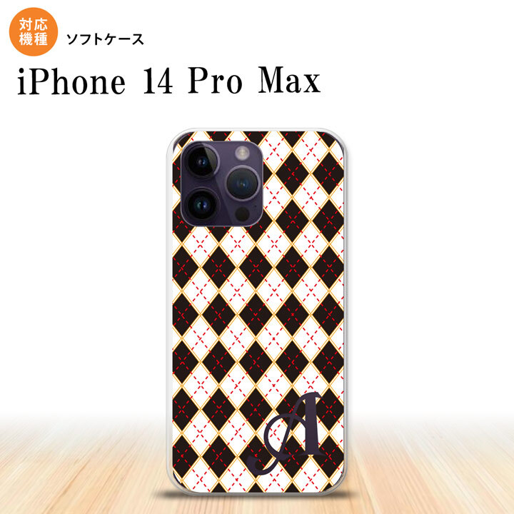 iPhone14 ProMax iPhone14 Pro Max スマホケース 背面ケースソフトケース アーガイル 黒 赤 +アルファベット 2022年 9月発売 nk-i14pm-tp1401i