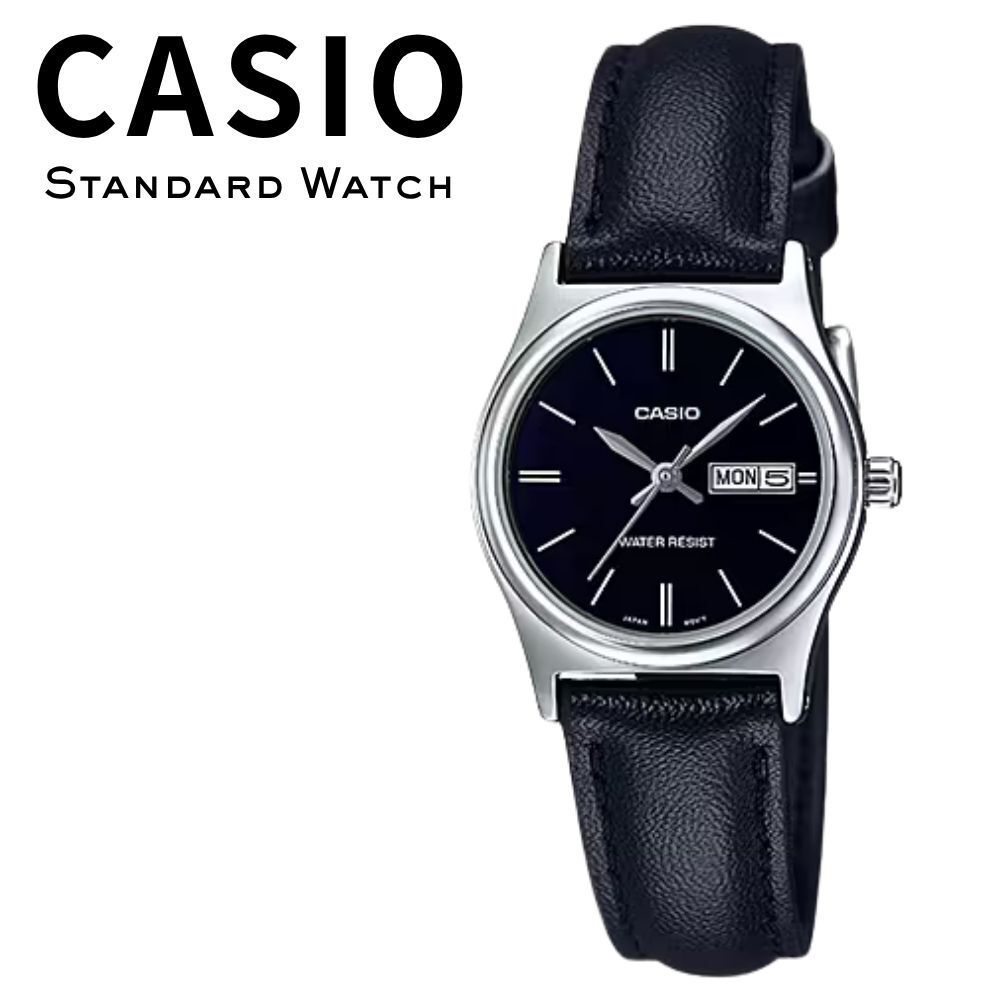 箱なし カシオ 腕時計 レディース CASIO ブラック シルバー レザー 革ベルト 海外モデル 逆輸入 カレンダー 曜日 日付 小さめ シンプル 仕事 通勤 就職祝い 誕生日 母の日 プレゼント ギフト 成人 卒業 入学