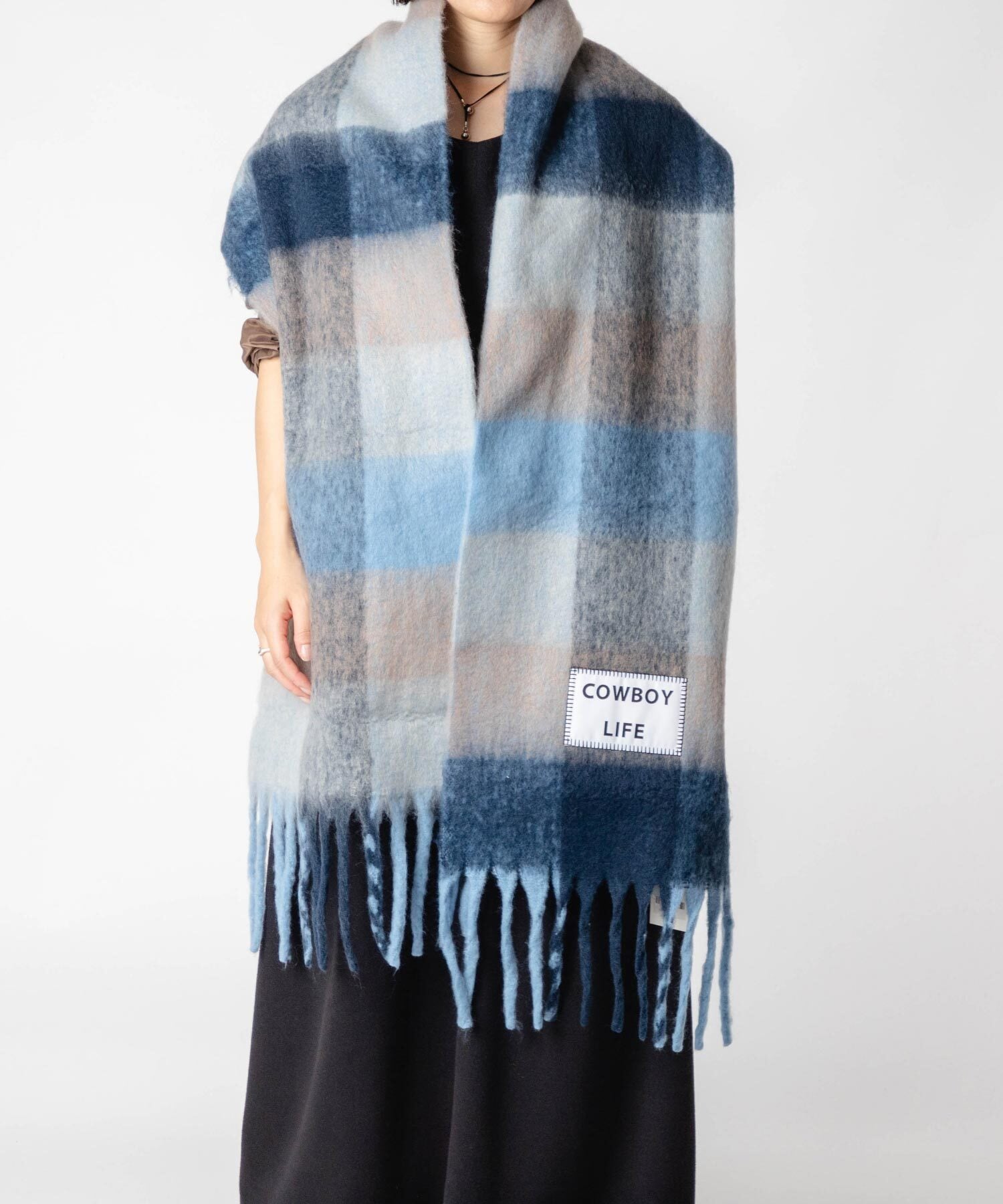 【正規品】 バーブ トゥ ドゥ VERB TO DO SCARF マフラー C-SCARF スカーフ レディース チェック 大判 フリンジ ファッション小物