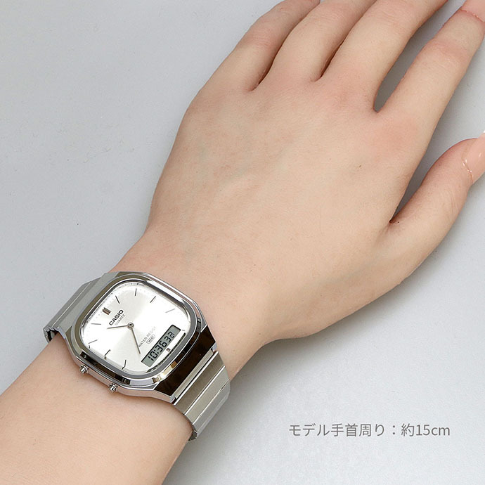 CASIO カシオ アナデジ ANA-DIGI クオーツ 腕時計 Edgy Collection AQ-240E-7A ユニセックス デュアルタイム シルバー 海外モデル [並行輸入品]
