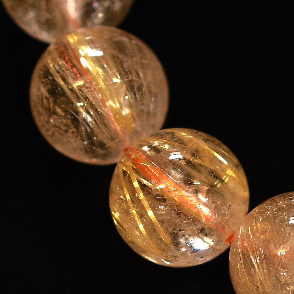 天然石ブレスレット【輝く金針が交差する】12mm ゴールドルチルクォーツ 一点物【GHB211】浄化発送 京海堂