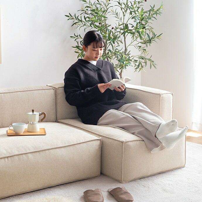 ソファ 座椅子 2人掛け カウチ ー 一人掛け ーセット 2点セット ロー フロア 肘掛けあり ゆったり ふかふか ごろ寝 寝転べる 小さめ コンパクト リビング ワンルーム 一人暮らし 一人用 幅192