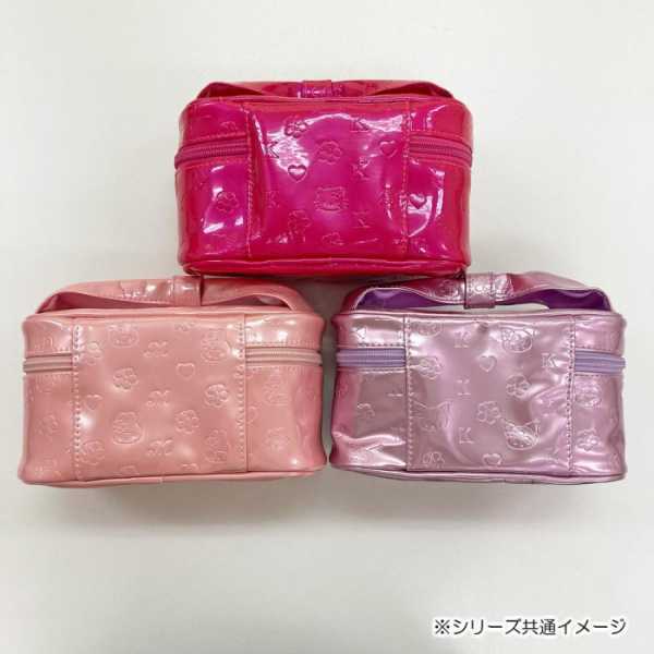 サンリオ クロミ バニティポーチ メイクポーチ コスメポーチ 化粧ポーチ ポーチ 小物入れ 収納 エナメル モノグラム ビジュー付き キャラクター グッズ 雑貨 レディース 女の子 ギフト プレゼント サンリオ正規ライセンス品
