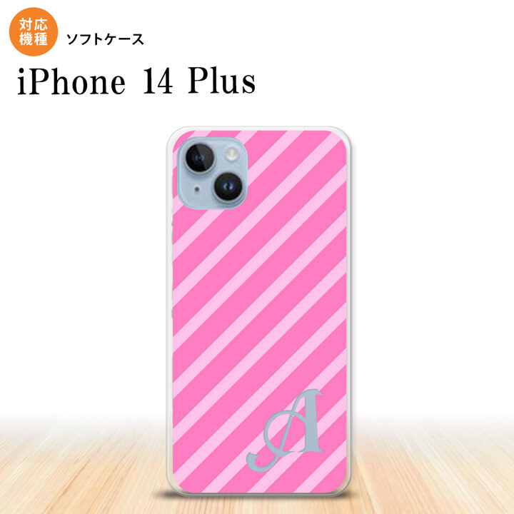 iPhone14 plsu iPhone14 plsu スマホケース 背面ケースソフトケース ストライプ ピンク +アルファベット 2022年 10月発売 nk-i14pl-tp715i