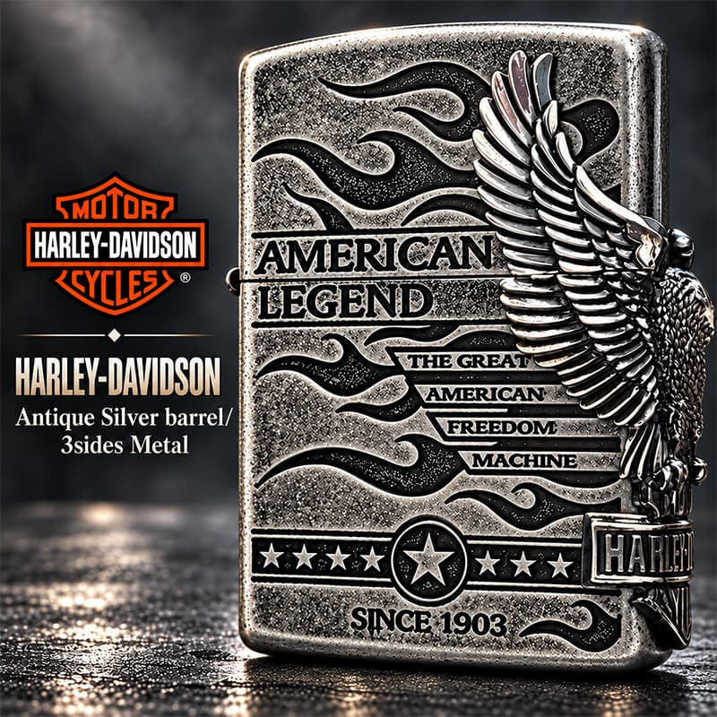ZIPPO ハーレー ダビッドソン ジッポ ライター アンティークシルバー 銀古美 3面大型メタル 鷲 HARLEY-DAVIDSON 日本国内限定モデル かっこいい メンズ ギフト
